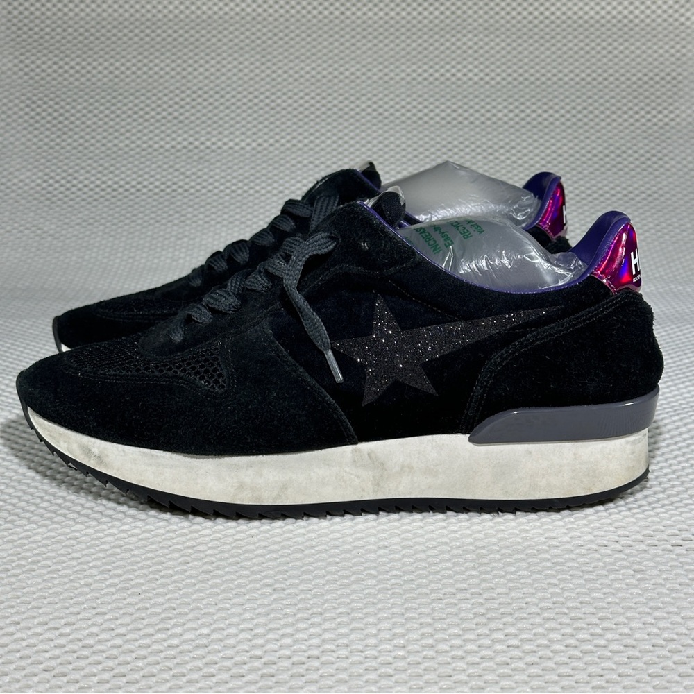 EUC- HAUS Golden Goose Black Star Running Suede Sneakers sz 38